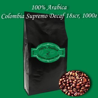 Arabica Colombia Supremo Decaf 18 scr зернова кава 1000г. БЕЗКОШТОВНА ДОСТАВКА від 1кг!
